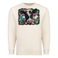 Sandshell western background turquoises gemstones black and white baby cow Premium Sweatshirt - BarkalooDesign