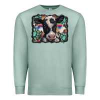 Seafoam western background turquoises gemstones black and white baby cow Premium Sweatshirt - BarkalooDesign