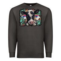 Smoke western background turquoises gemstones black and white baby cow Premium Sweatshirt - BarkalooDesign