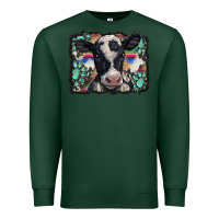 Sports Green western background turquoises gemstones black and white baby cow Premium Sweatshirt - BarkalooDesign
