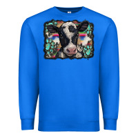 True Royal western background turquoises gemstones black and white baby cow Premium Sweatshirt - BarkalooDesign