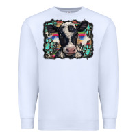 White western background turquoises gemstones black and white baby cow Premium Sweatshirt - BarkalooDesign