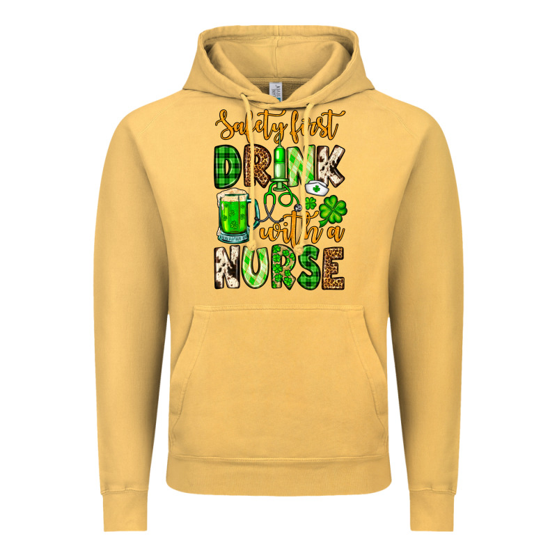 St. Patrick's Safety First Drink With A Nurse Vintage Hoodie by OliviaCreatesArt | Teevron