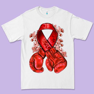 Red Ribbon With Boxing Gloves Premium Tee Designed By Nancycooperartshop