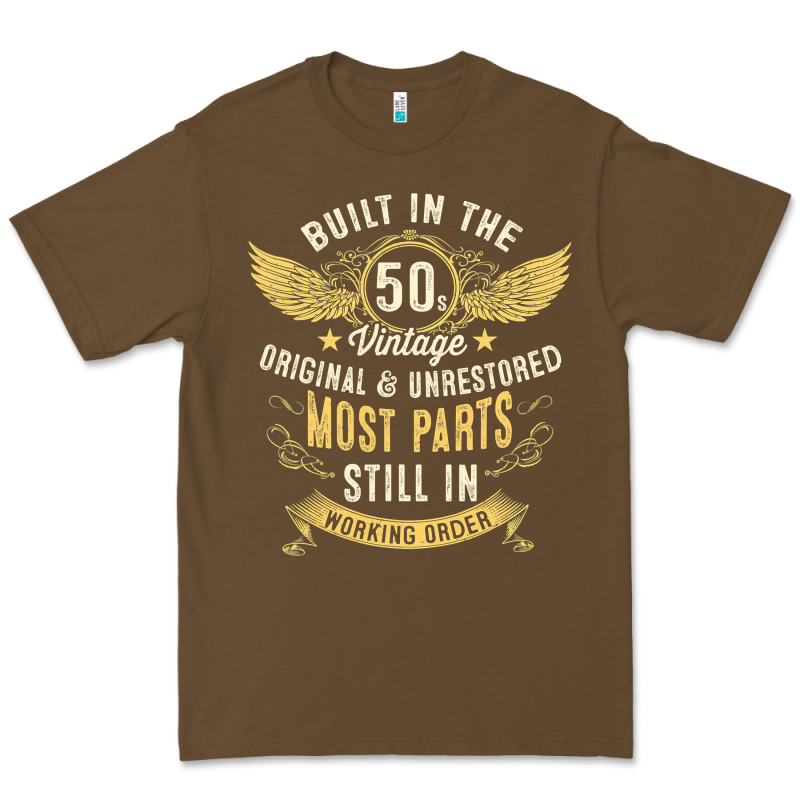 Mens Vintage 1950s Built In The 50s Fifties Funny 70th Birthday Premium Tee by longCreatives | Teevron