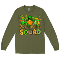 Army Green St. Patrick's Shenanigans squad gnomies Long Sleeve Tee - OliviaCreatesArt