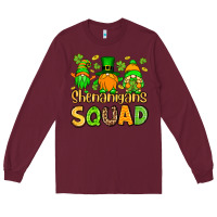 Burgundy St. Patrick's Shenanigans squad gnomies Long Sleeve Tee - OliviaCreatesArt