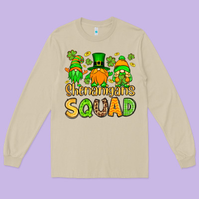 St. Patrick's Shenanigans Squad Gnomies Long Sleeve Tee Designed By Oliviacreatesart