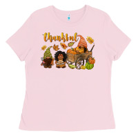 Bubblegum Pink Thankful afro gnome Ladies Tee - NancyCooperArtShop