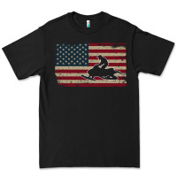 Black Snowmobile USA Flag Snow Sled Patriotic Snowmobiling Gift Premium Tee - longCreatives