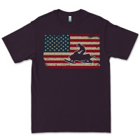 Plum Snowmobile USA Flag Snow Sled Patriotic Snowmobiling Gift Premium Tee - longCreatives