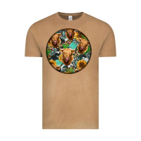 Vintage Camel Highland Cow Pattern Vintage Tee - Jasminsmagicworld