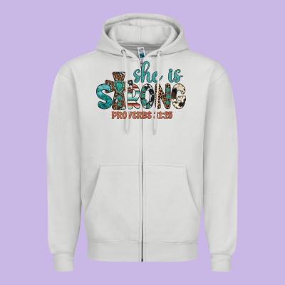 She Is Strong Zipper Hoodie Designed By Artiststas