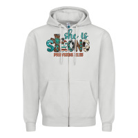 Dove Grey she is strong Zipper Hoodie - Artiststas
