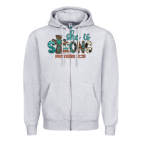 Heather Grey she is strong Zipper Hoodie - Artiststas