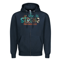 Navy she is strong Zipper Hoodie - Artiststas
