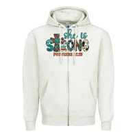 Oatmeal Heather she is strong Zipper Hoodie - Artiststas