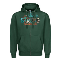 Sports Green she is strong Zipper Hoodie - Artiststas