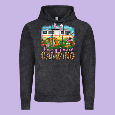 Happy Easter Camping Vintage Hoodie Designed By Oliviacreatesart