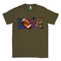 Army Green Love Football team color red blue 4th of july Classic Tee - HowdyJamesFarm