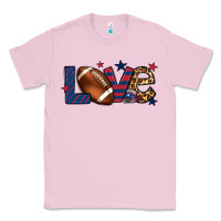 Bubblegum Pink Love Football team color red blue 4th of july Classic Tee - HowdyJamesFarm