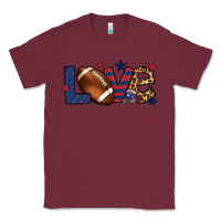 Burgundy Love Football team color red blue 4th of july Classic Tee - HowdyJamesFarm