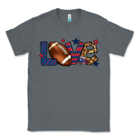 Charcoal Heather Love Football team color red blue 4th of july Classic Tee - HowdyJamesFarm