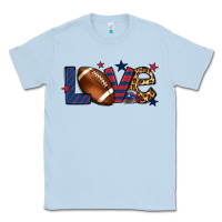 Dusty Blue Love Football team color red blue 4th of july Classic Tee - HowdyJamesFarm