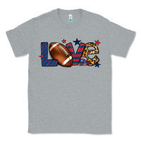 Heather Grey Love Football team color red blue 4th of july Classic Tee - HowdyJamesFarm