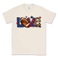 Natural Love Football team color red blue 4th of july Classic Tee - HowdyJamesFarm