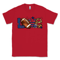 Red Love Football team color red blue 4th of july Classic Tee - HowdyJamesFarm