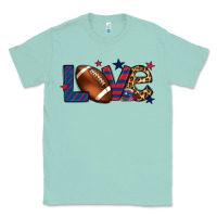 Seafoam Love Football team color red blue 4th of july Classic Tee - HowdyJamesFarm