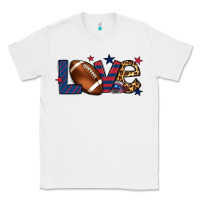 White Love Football team color red blue 4th of july Classic Tee - HowdyJamesFarm