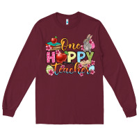 Burgundy Easter Day One hoppy Teacher Long Sleeve Tee - OliviaCreatesArt