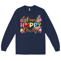 Navy Easter Day One hoppy Teacher Long Sleeve Tee - OliviaCreatesArt