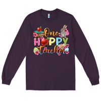 Plum Easter Day One hoppy Teacher Long Sleeve Tee - OliviaCreatesArt