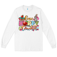 White Easter Day One hoppy Teacher Long Sleeve Tee - OliviaCreatesArt