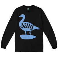 Black Silly Goose Funny Silly Goose Long Sleeve Tee - longCreatives