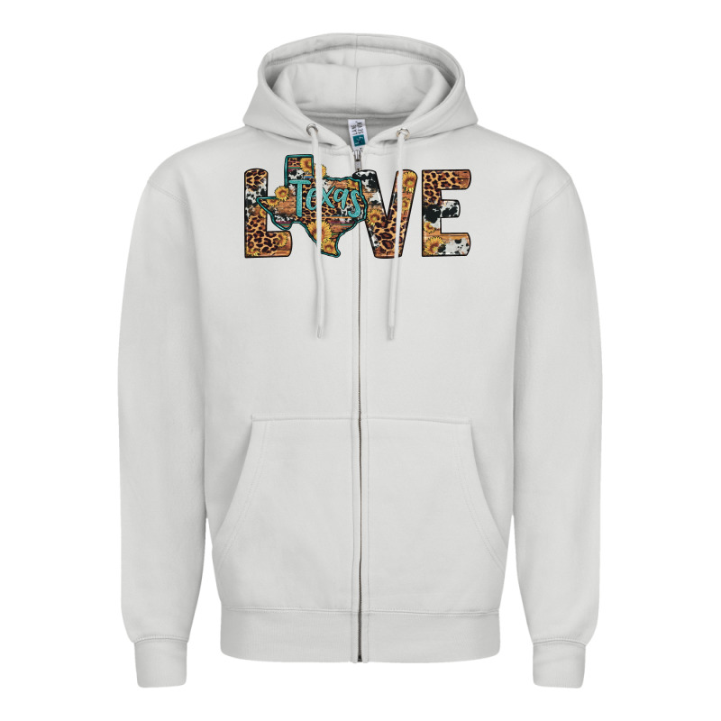 Love Texas Map Sunflower Leopard Cowhide Zipper Hoodie by Artiststas | Teevron