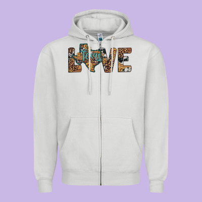 Love Texas Map Sunflower Leopard Cowhide Zipper Hoodie Designed By Artiststas