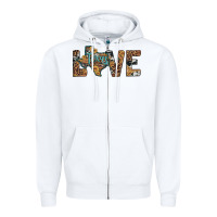 White love texas map sunflower leopard cowhide Zipper Hoodie - Artiststas