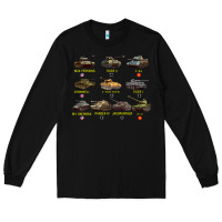 Black Top Ten Best WW2 Tanks M4 Sherman Panzer IV Tiger II T34 Long Sleeve Tee - longCreatives