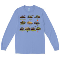 Colony Blue Top Ten Best WW2 Tanks M4 Sherman Panzer IV Tiger II T34 Long Sleeve Tee - longCreatives