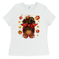 White christmas afro messy bun Ladies Tee - texasbilliewilder