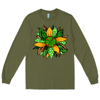Army Green St. Patrick's sunflower Long Sleeve Tee - OliviaCreatesArt