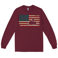 Burgundy Snowmobile USA Flag Snow Sled Patriotic Snowmobiling Gift Long Sleeve Tee - longCreatives