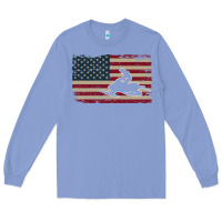 Colony Blue Snowmobile USA Flag Snow Sled Patriotic Snowmobiling Gift Long Sleeve Tee - longCreatives