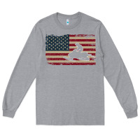 Heather Grey Snowmobile USA Flag Snow Sled Patriotic Snowmobiling Gift Long Sleeve Tee - longCreatives