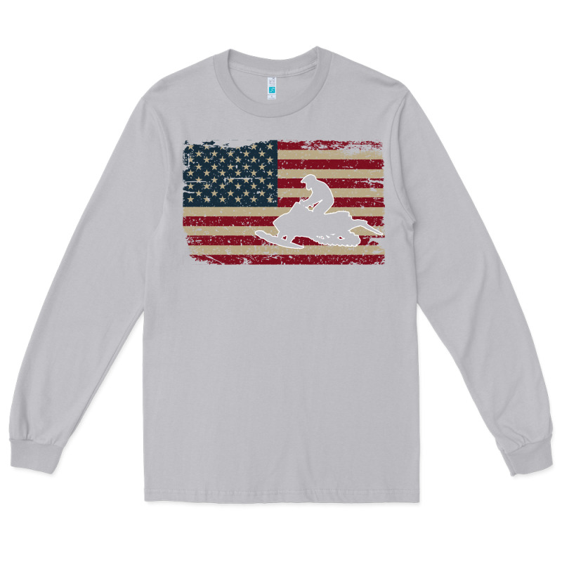Snowmobile Usa Flag Snow Sled Patriotic Snowmobiling Gift Long Sleeve Tee by longCreatives | Teevron