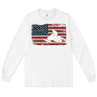White Snowmobile USA Flag Snow Sled Patriotic Snowmobiling Gift Long Sleeve Tee - longCreatives